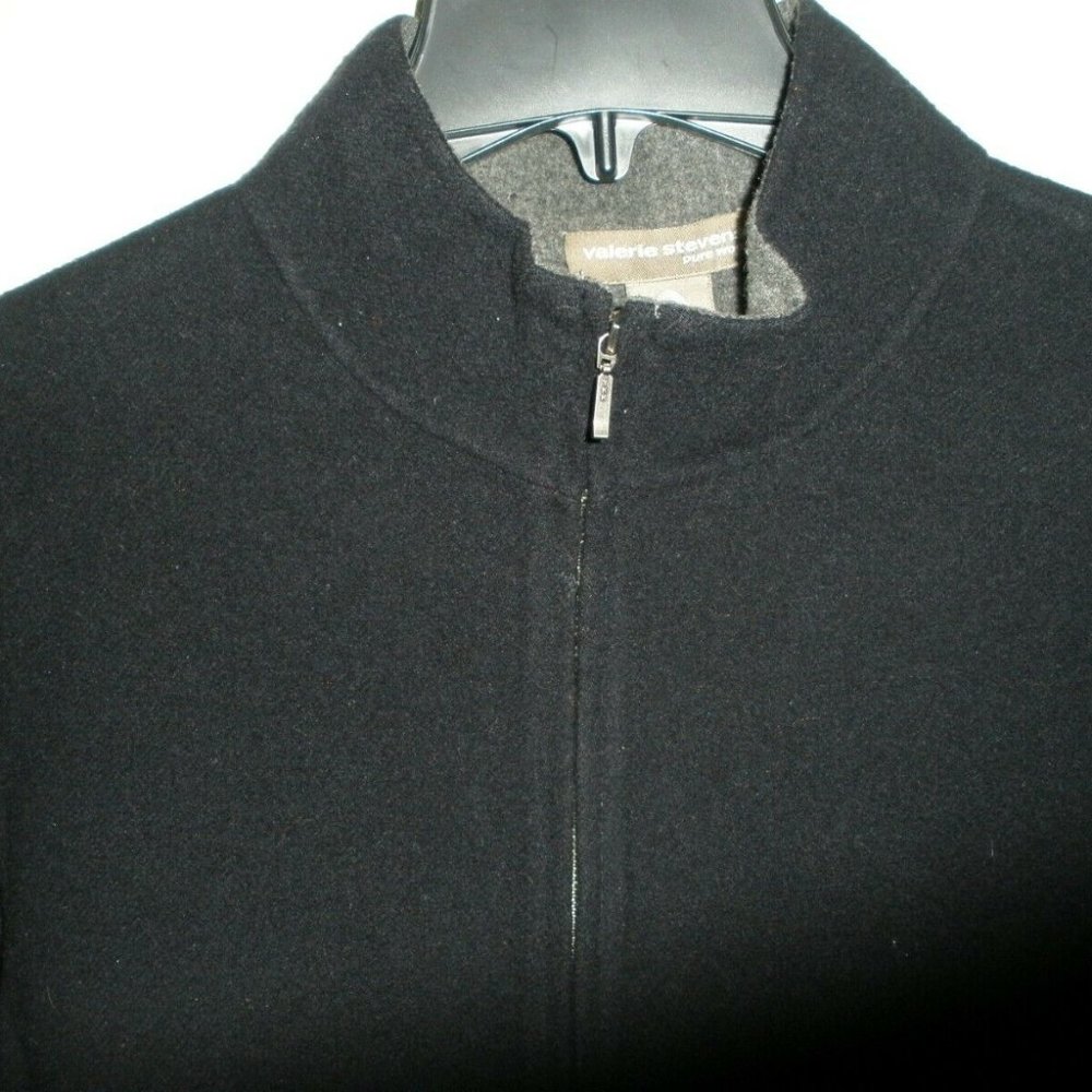 Valerie Stevens Black Zip Up Wool Jacket Size 8